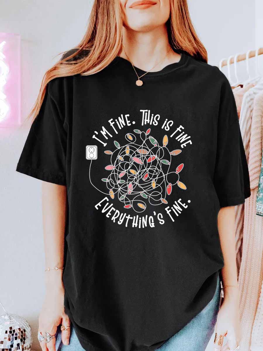 Vintage Everything's Fine Oversize Graphic Tee