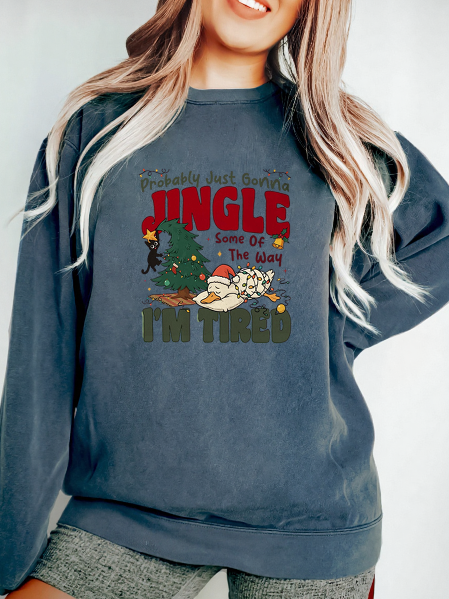 Vintage Christmas Goose Oversize Graphic Sweatshirt