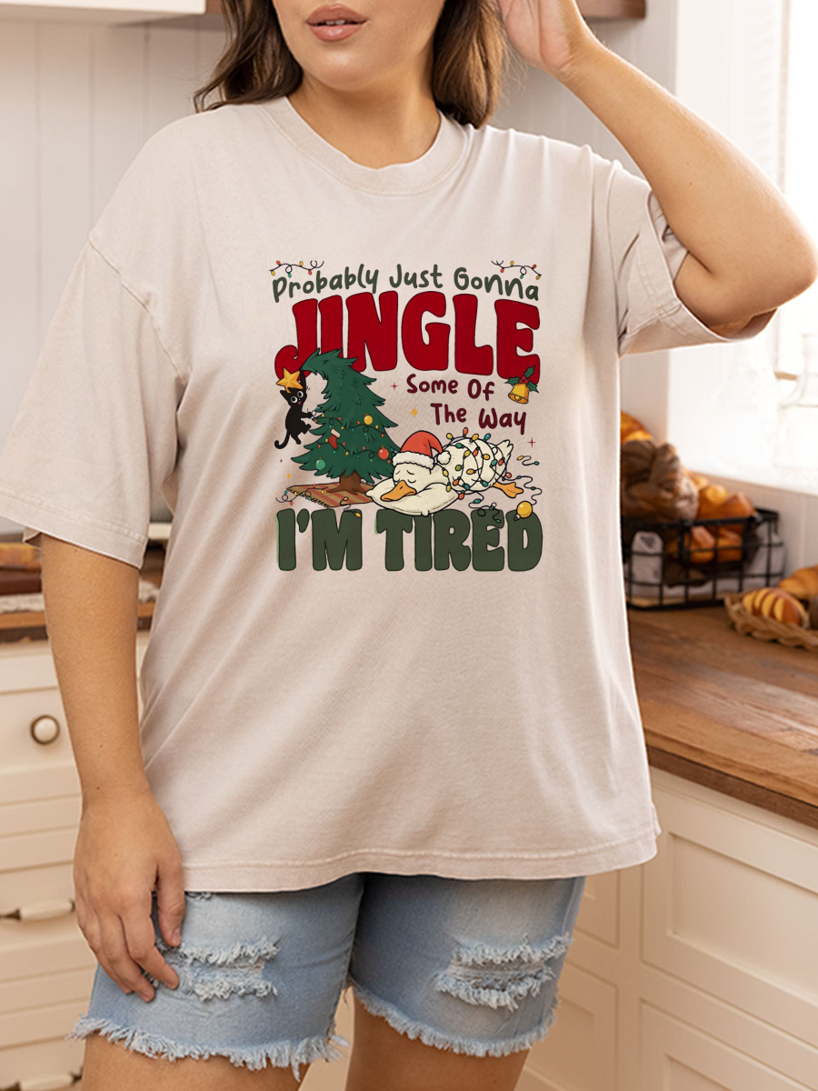 Vintage Christmas Goose Oversize Washed T-Shirt