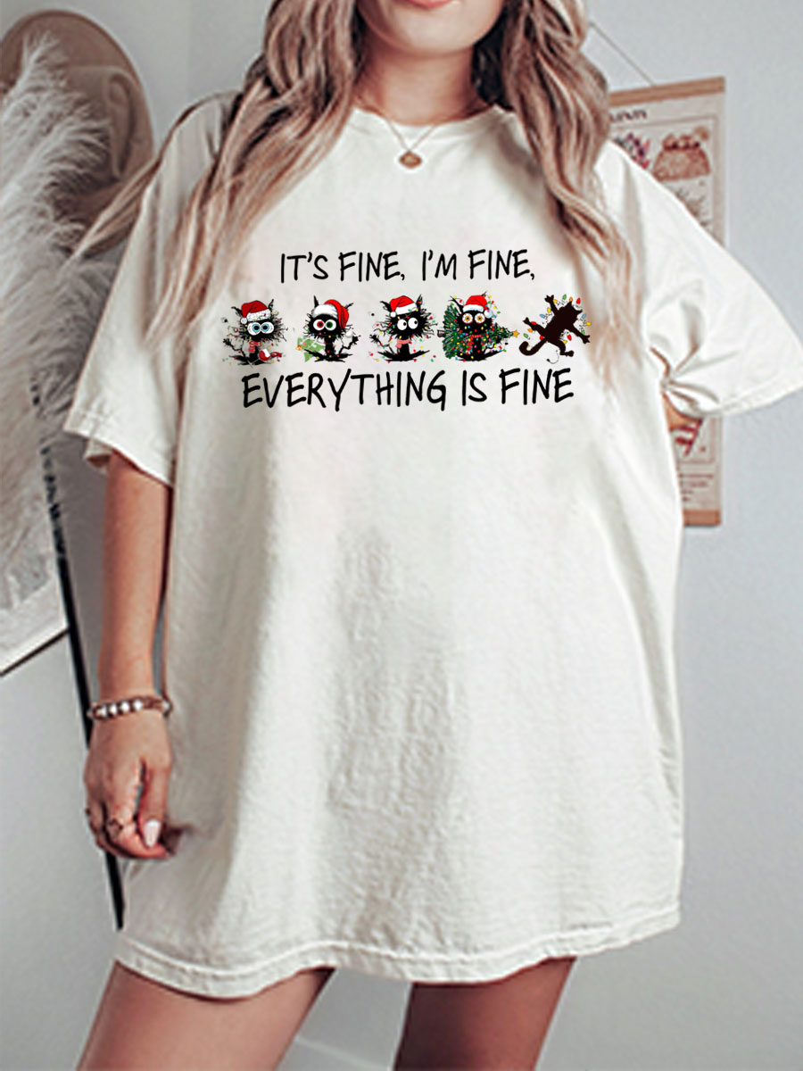 Vintage It’s Fine I’m Fine Oversize Graphic Tee
