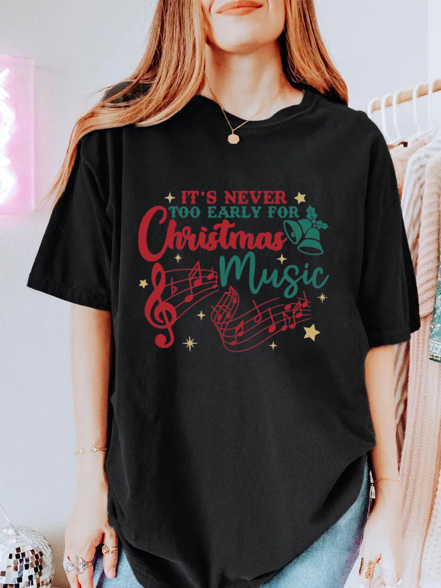 Vintage It's Never Too Early For Christmas music Oversize Graphic Tee