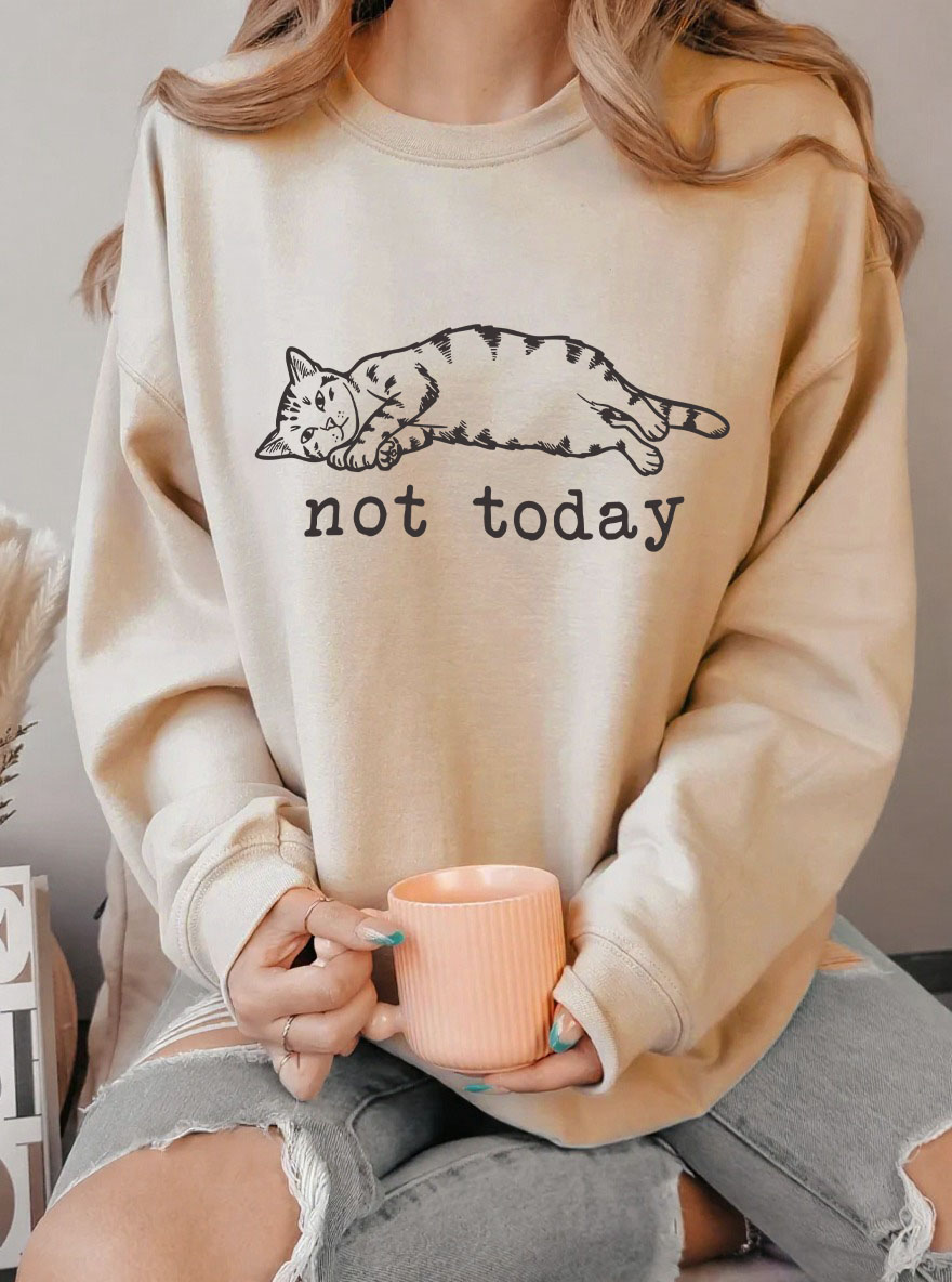 Vintage Funny Cat Oversize Graphic Sweatshirt