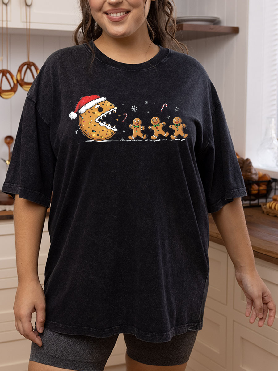 Vintage Gingerbread Cookies Oversize Washed T-Shirt