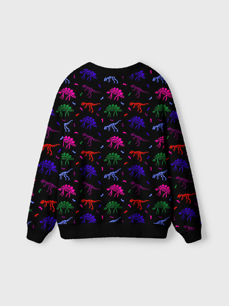Vintage Neon Dinosaur Skeleton Cardigan Sweaters