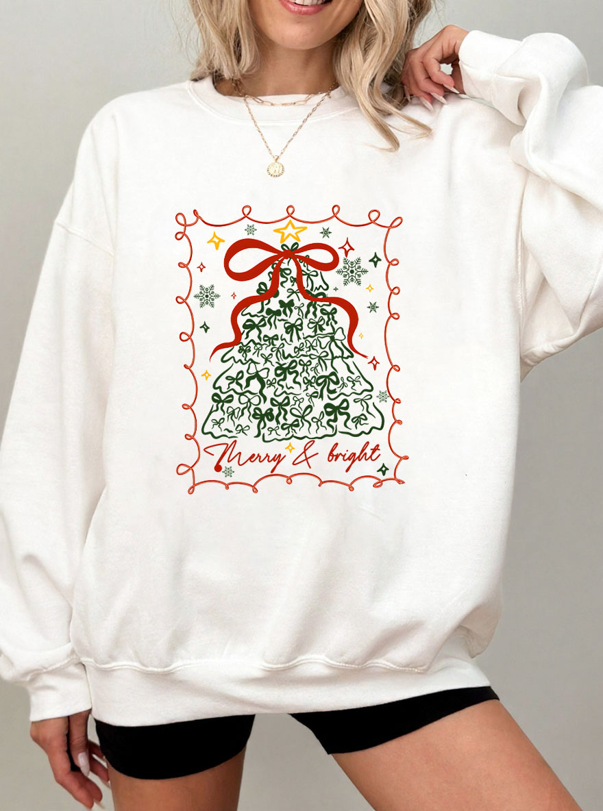 Vintage Merry And Bright Oversize Graphic Sweatshirt