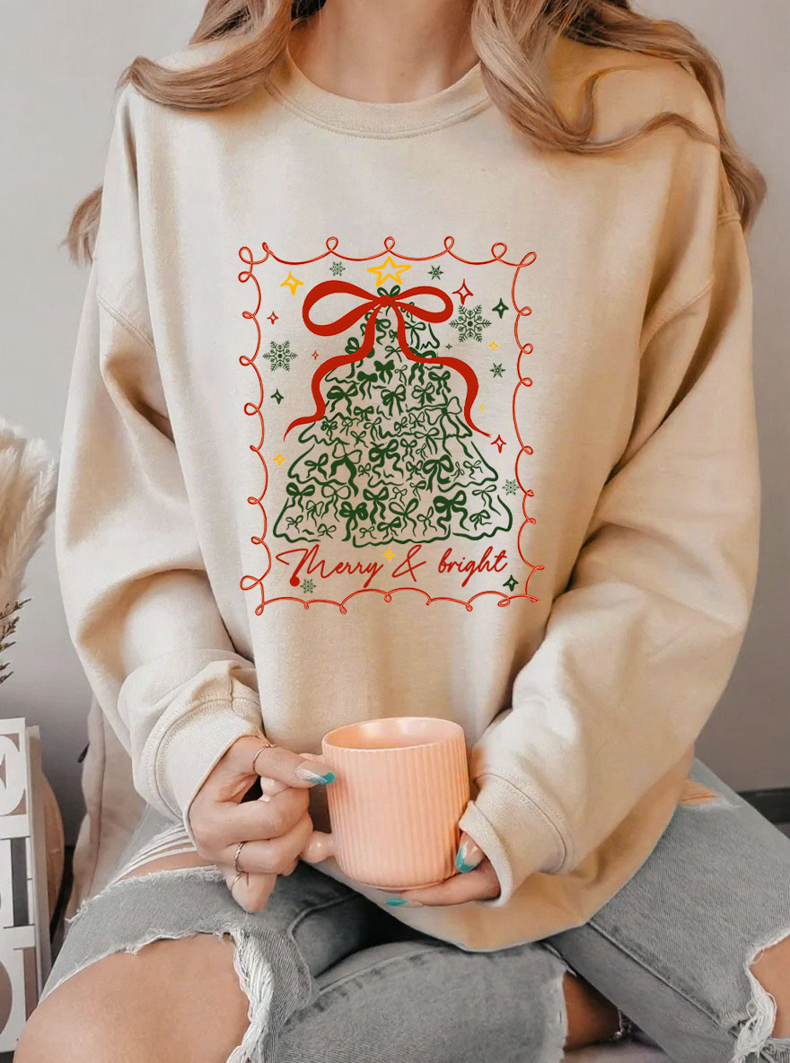 Vintage Merry And Bright Oversize Graphic Sweatshirt