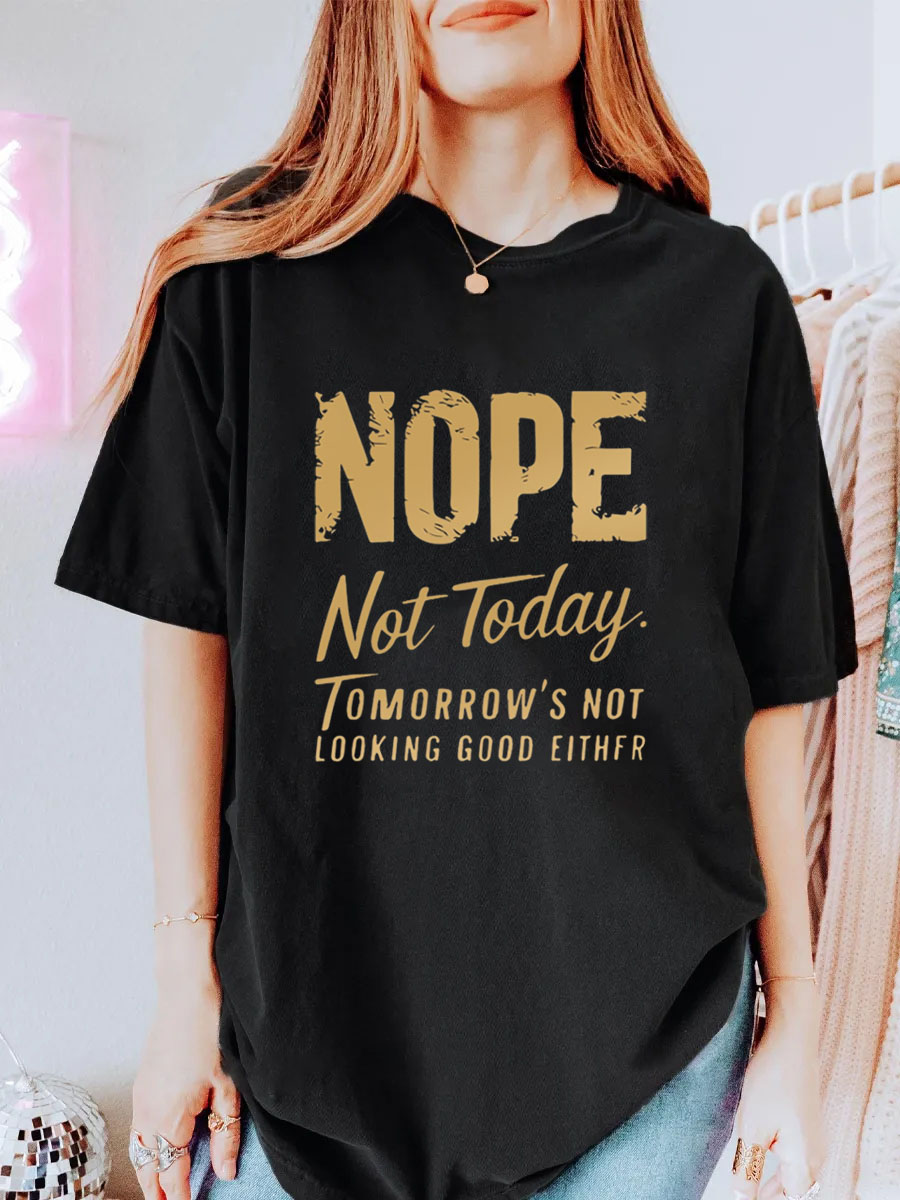 Vintage Nope Not Today Oversize Graphic Tee