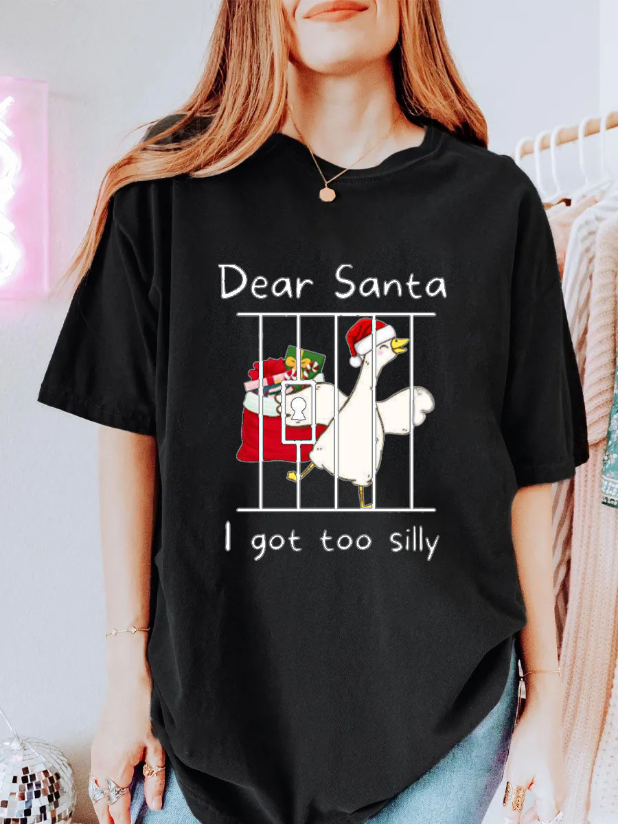 Vintage Dear Santa I Got Too Silly Oversize Graphic Tee