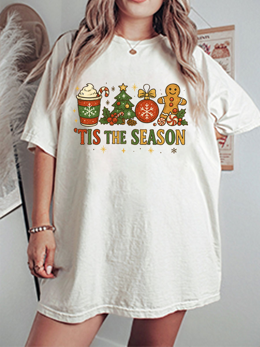 Vintage Tis The Season Christmas Oversize Graphic Tee