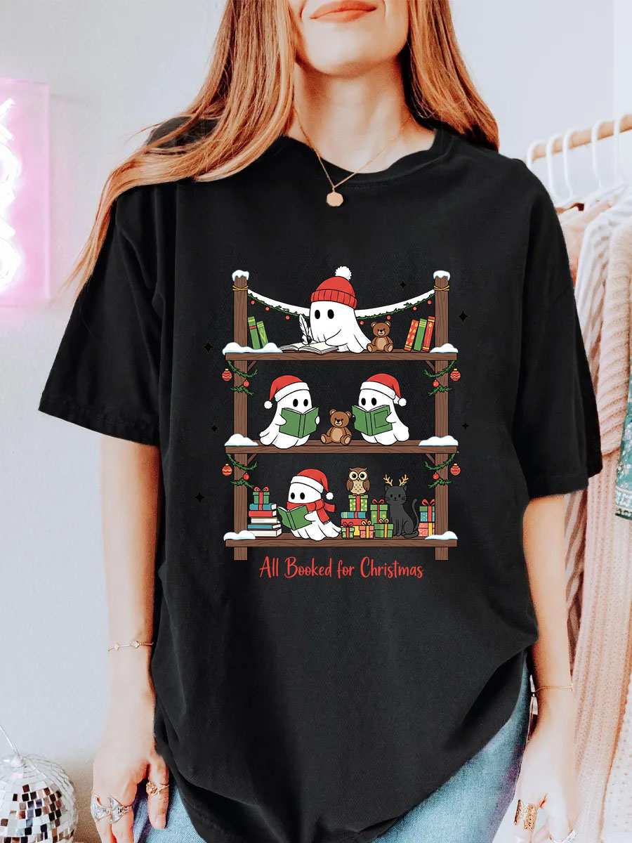 Vintage Christmas Ghosts Oversize Graphic Tee