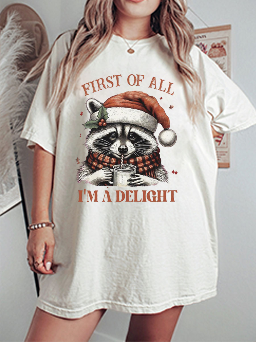 Vintage  First Of All I'M A Delight Oversize Graphic Tee