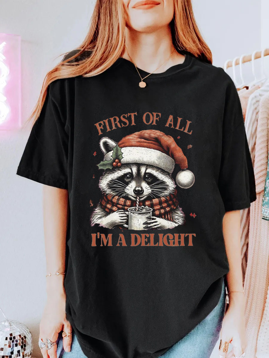 Vintage  First Of All I'M A Delight Oversize Graphic Tee
