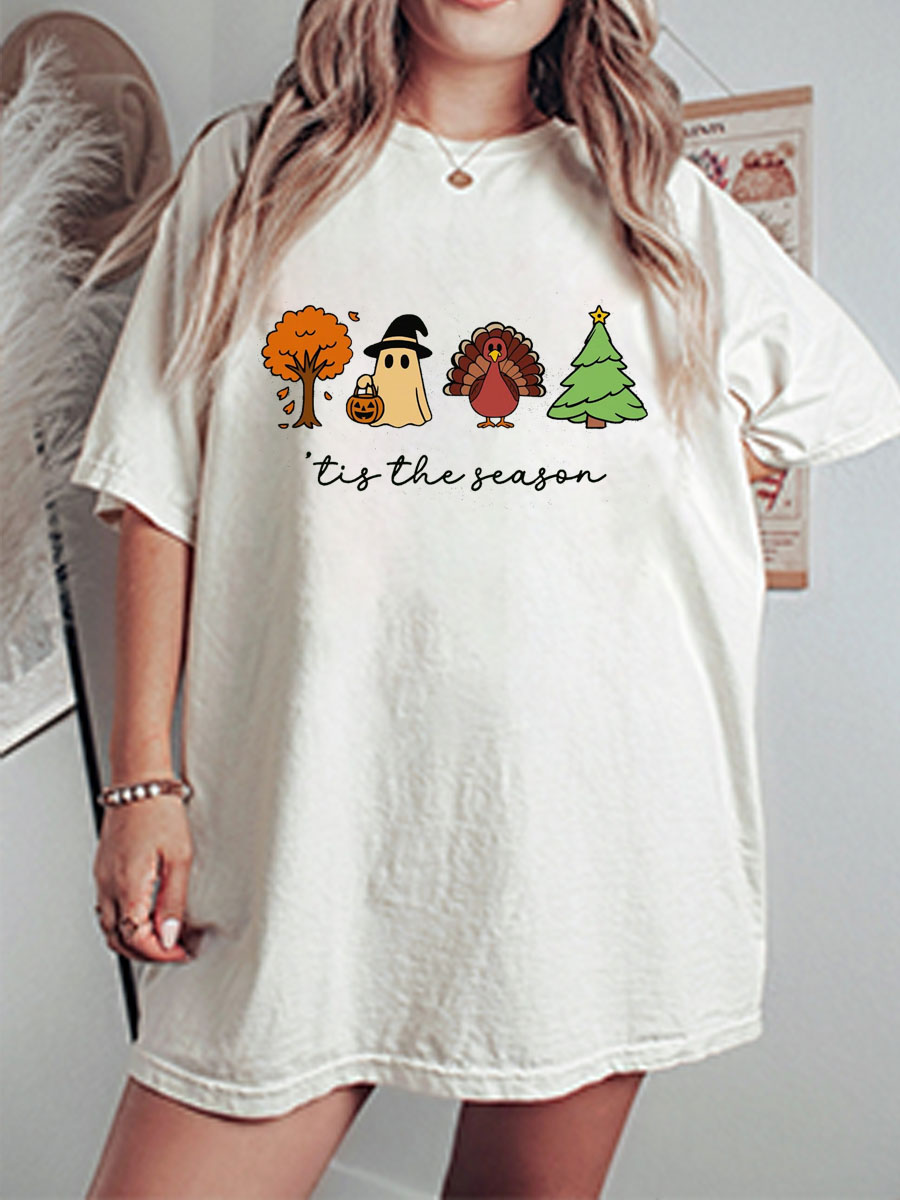 Vintage Fall Winter Holiday Oversize Graphic Tee