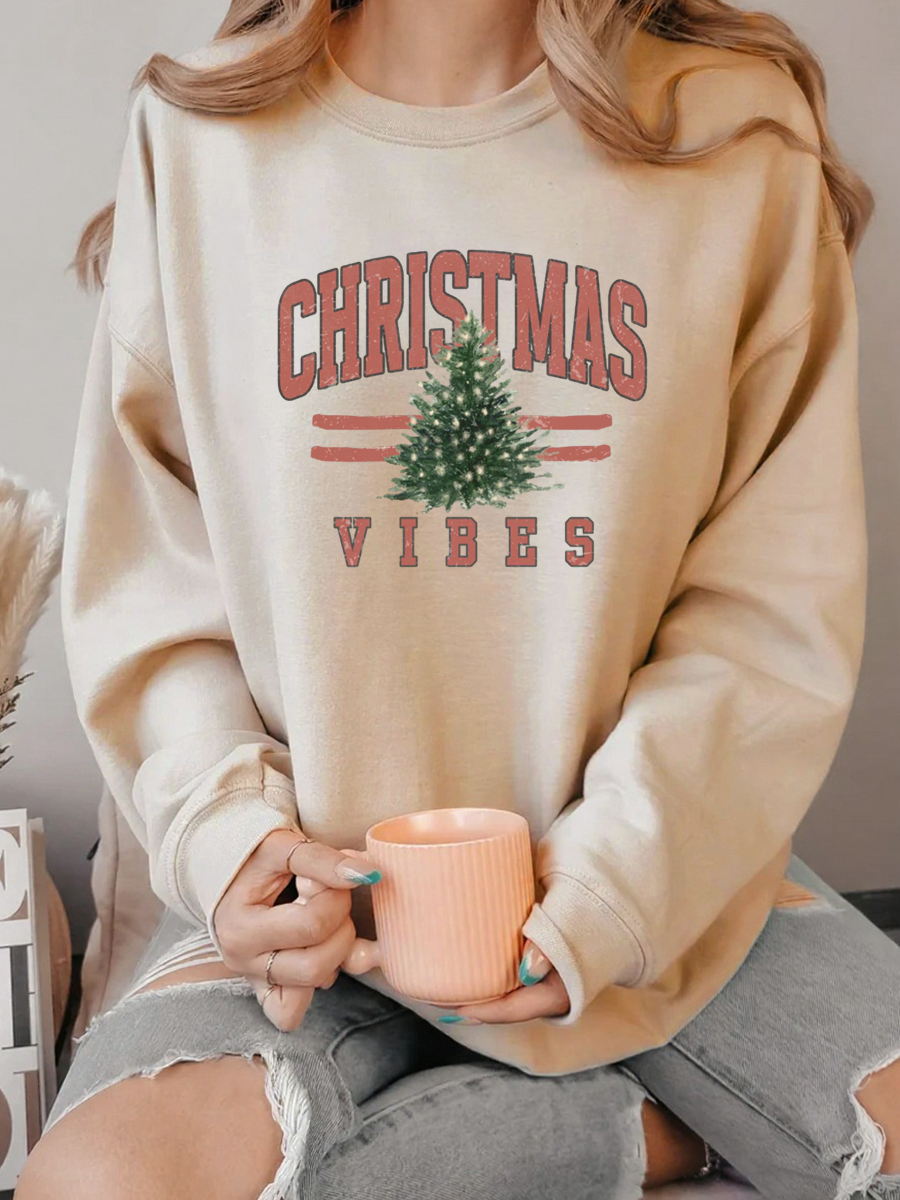 Vintage Christmas Vibes Oversize Graphic Sweatshirt