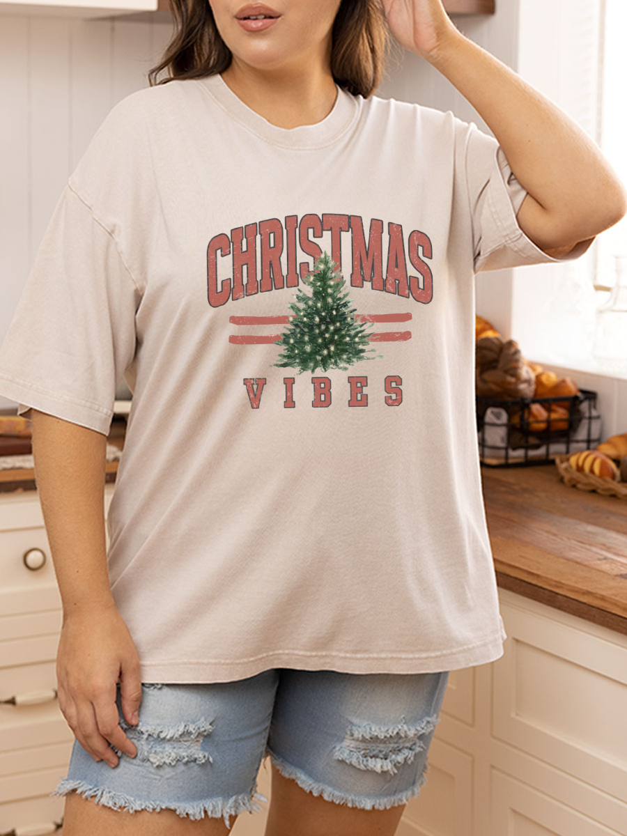 Vintage Christmas Vibes Oversize Washed T-Shirt