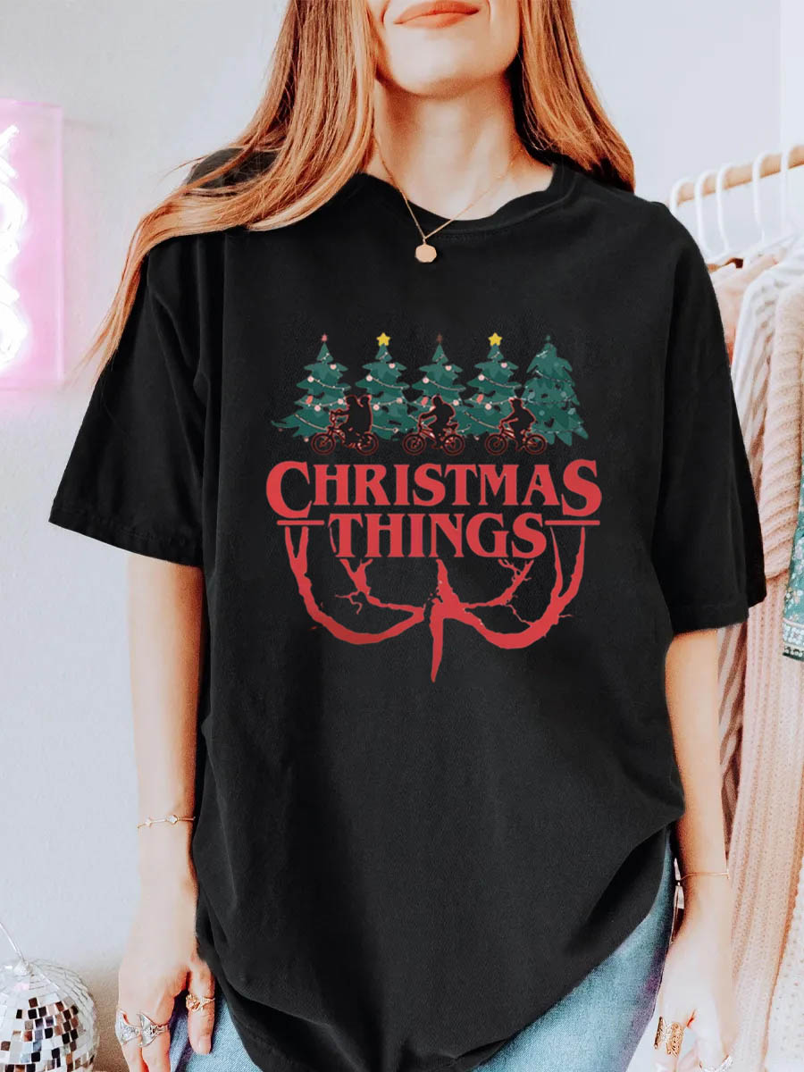 Vintage Christmas Things Oversize Graphic Tee