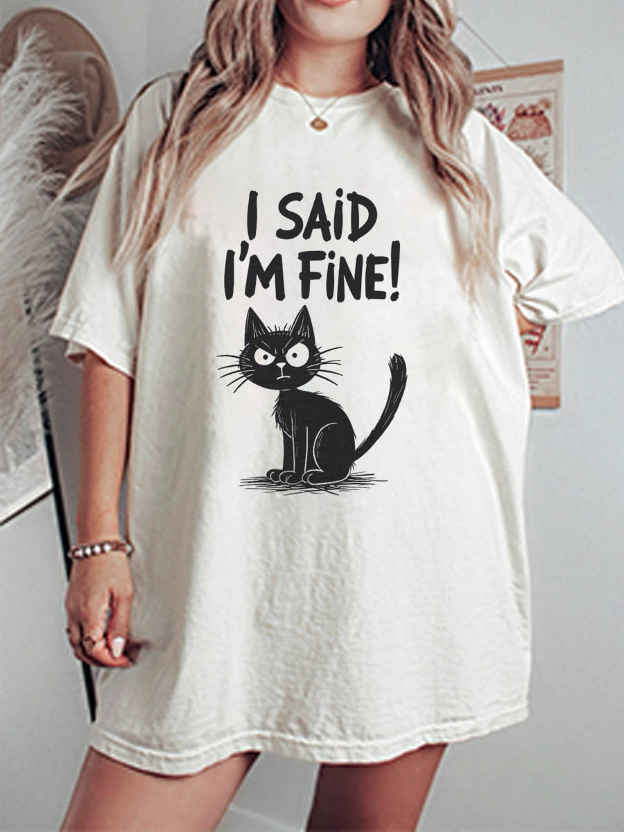 Vintage I Said I'm Fine Oversize Graphic Tee
