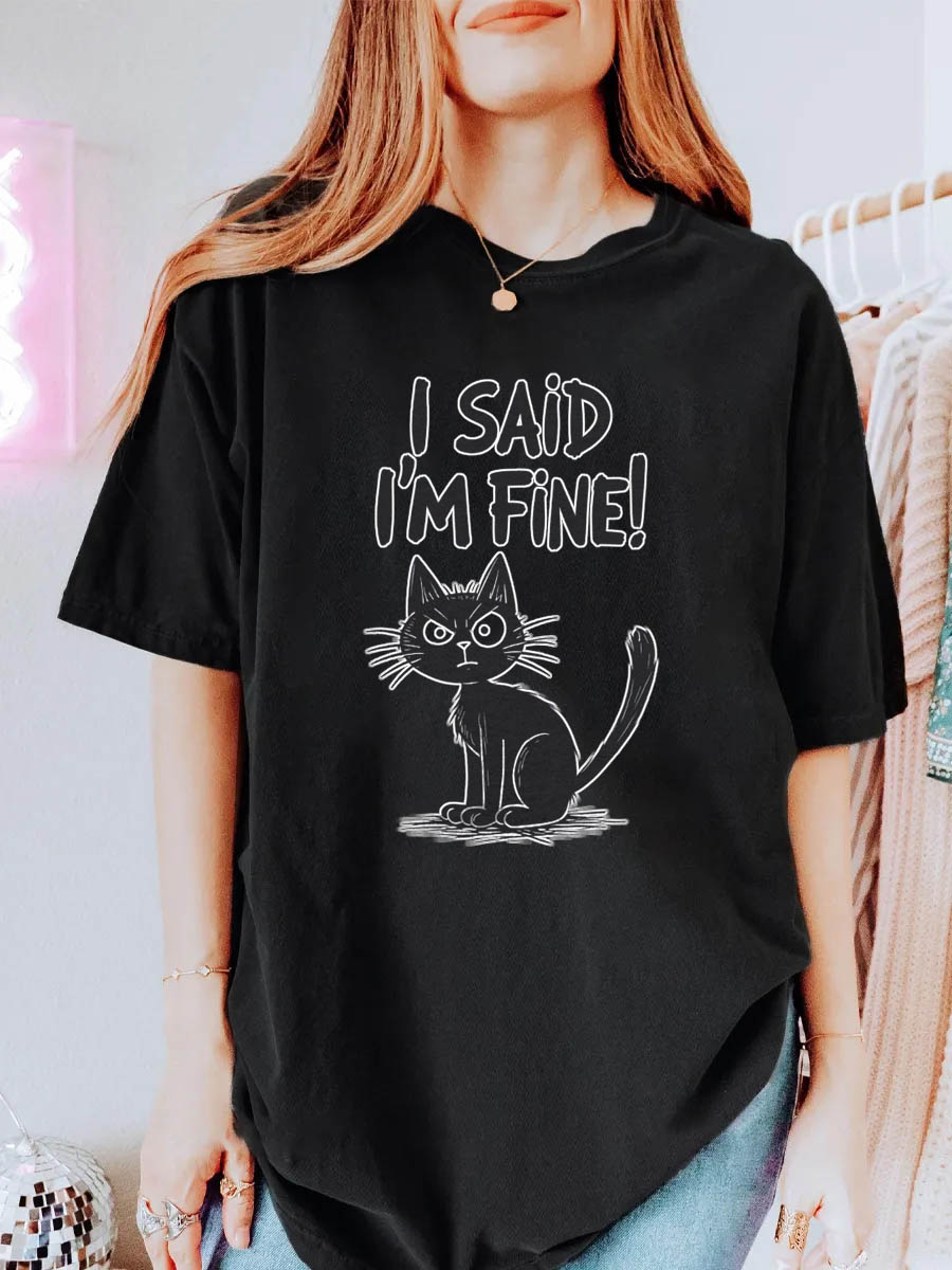 Vintage I Said I'm Fine Oversize Graphic Tee