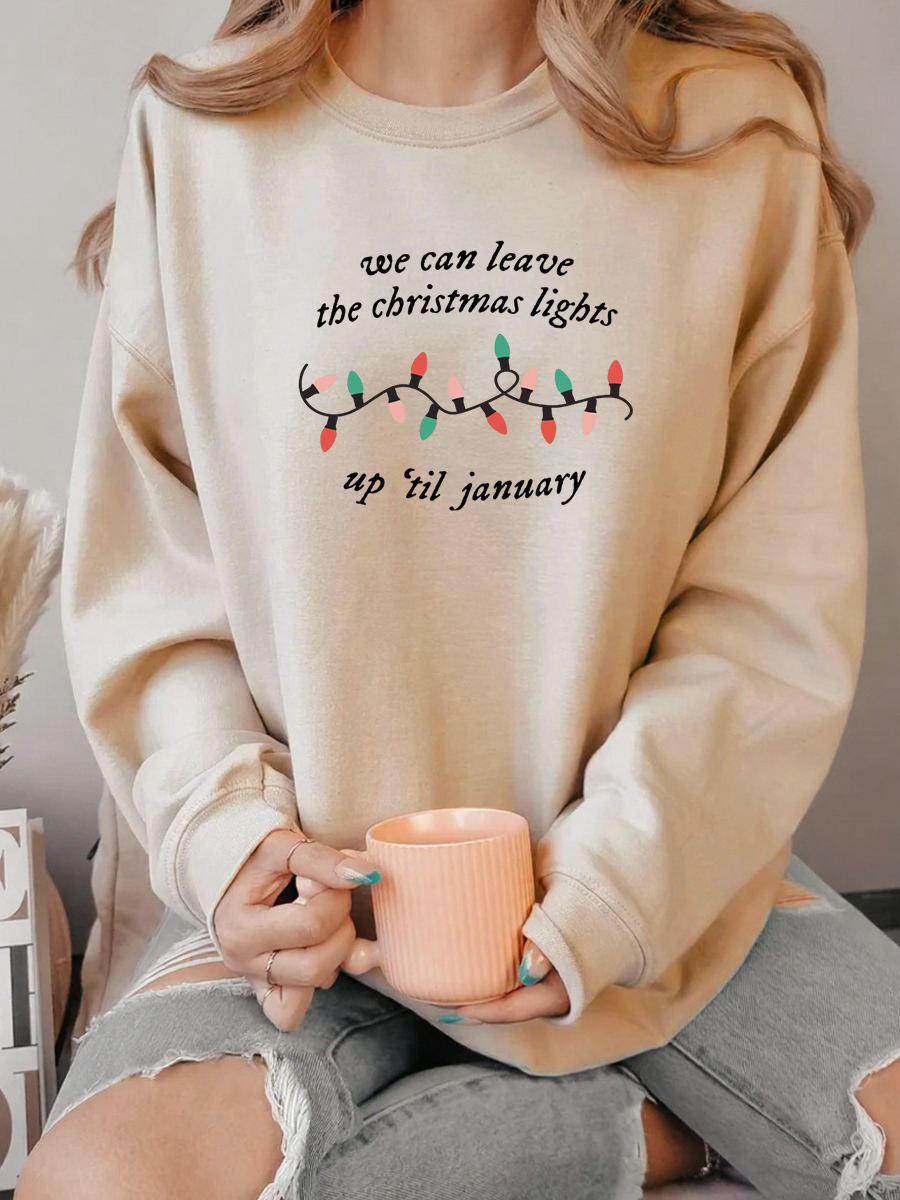 Vintage We Can Leave The Christmas Lights Up ’Til January Oversize Graphic Sweatshirt