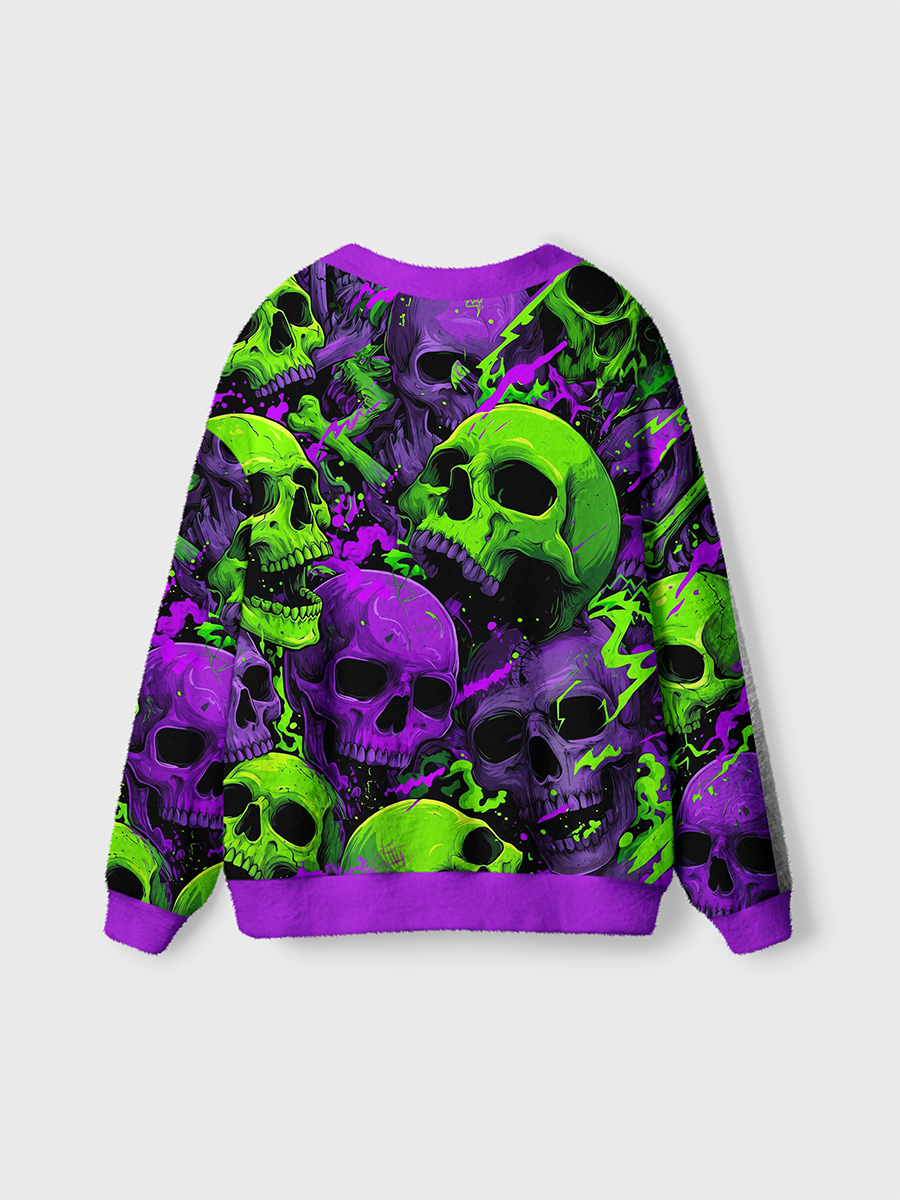 Vintage Cyberpunk Neon Skull Cardigan Sweaters