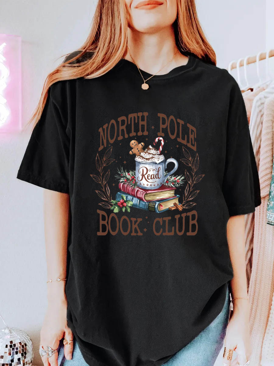 Vintage North Pole Book Club Oversize Graphic Tee