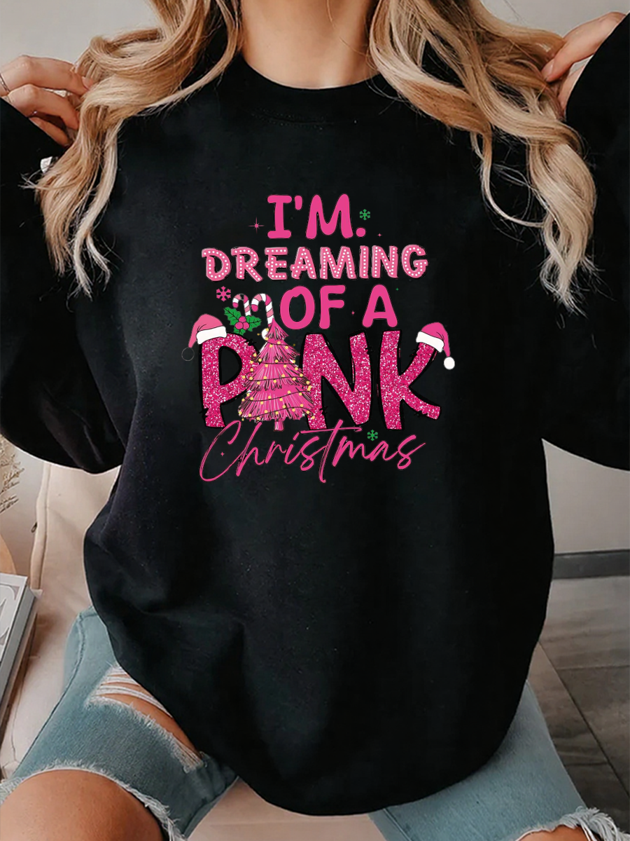 Vintage I'm Dreaming Of A Pink Christmas Oversize Graphic Sweatshirt