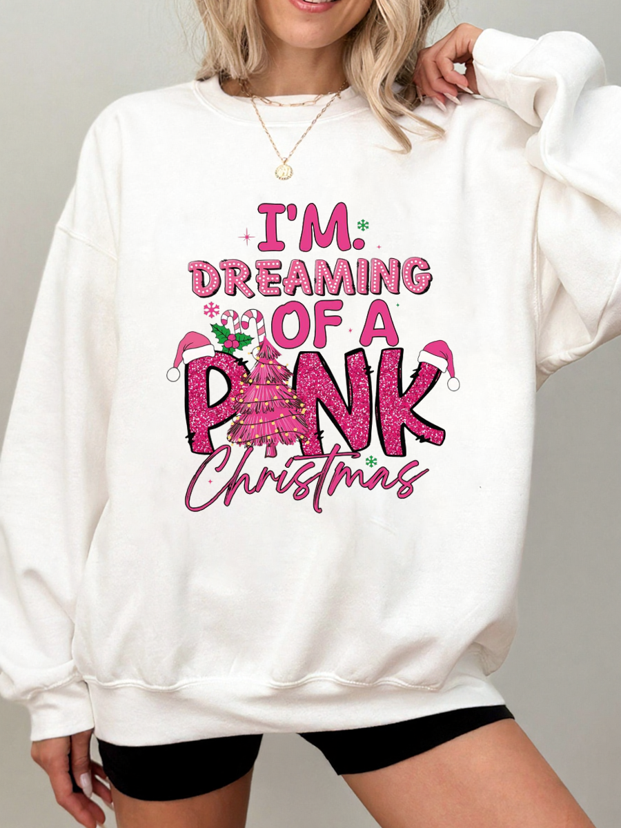 Vintage I'm Dreaming Of A Pink Christmas Oversize Graphic Sweatshirt