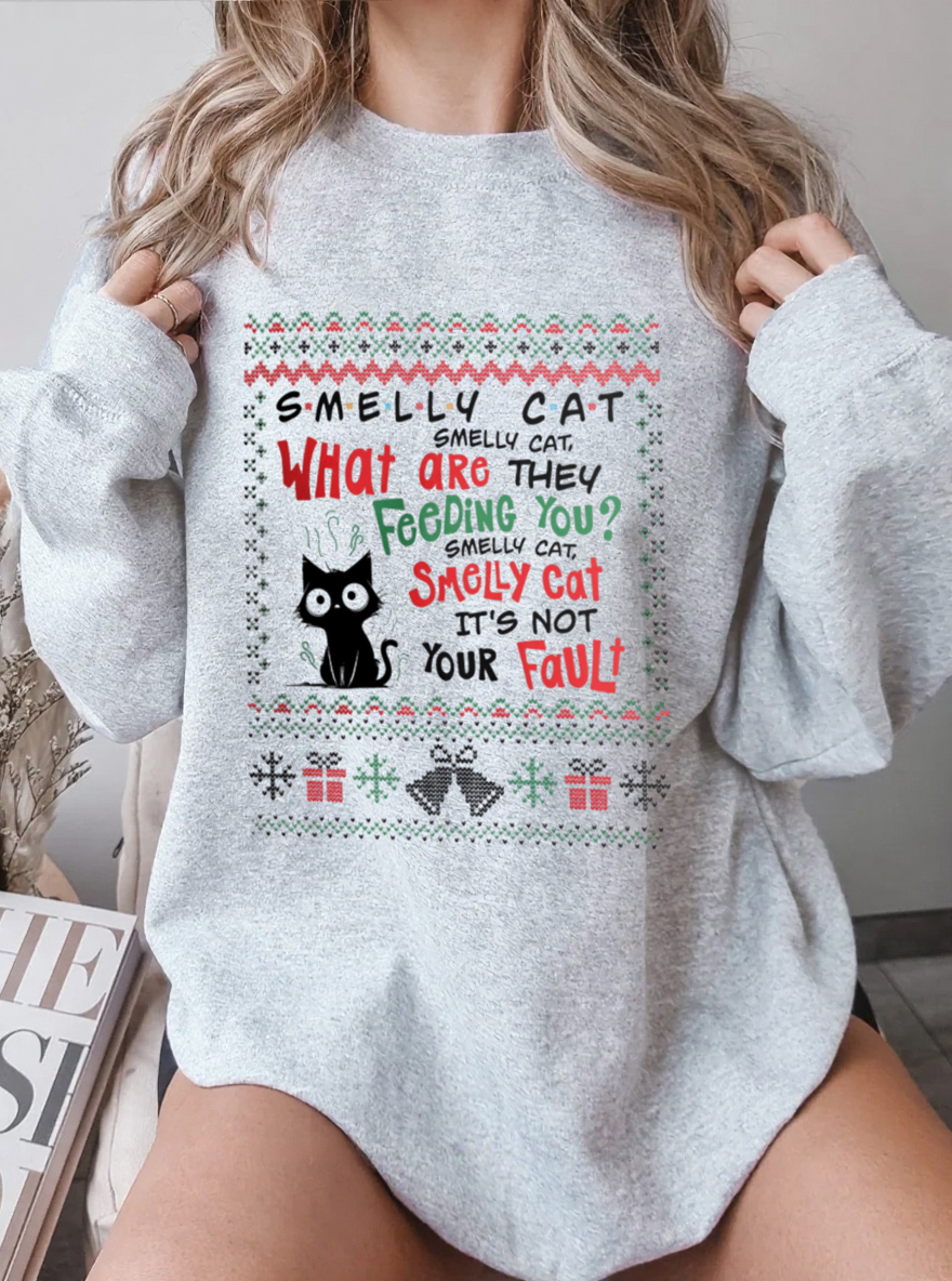 Vintage Smelly Cat Phoebe Song Oversize Graphic Sweatshirt