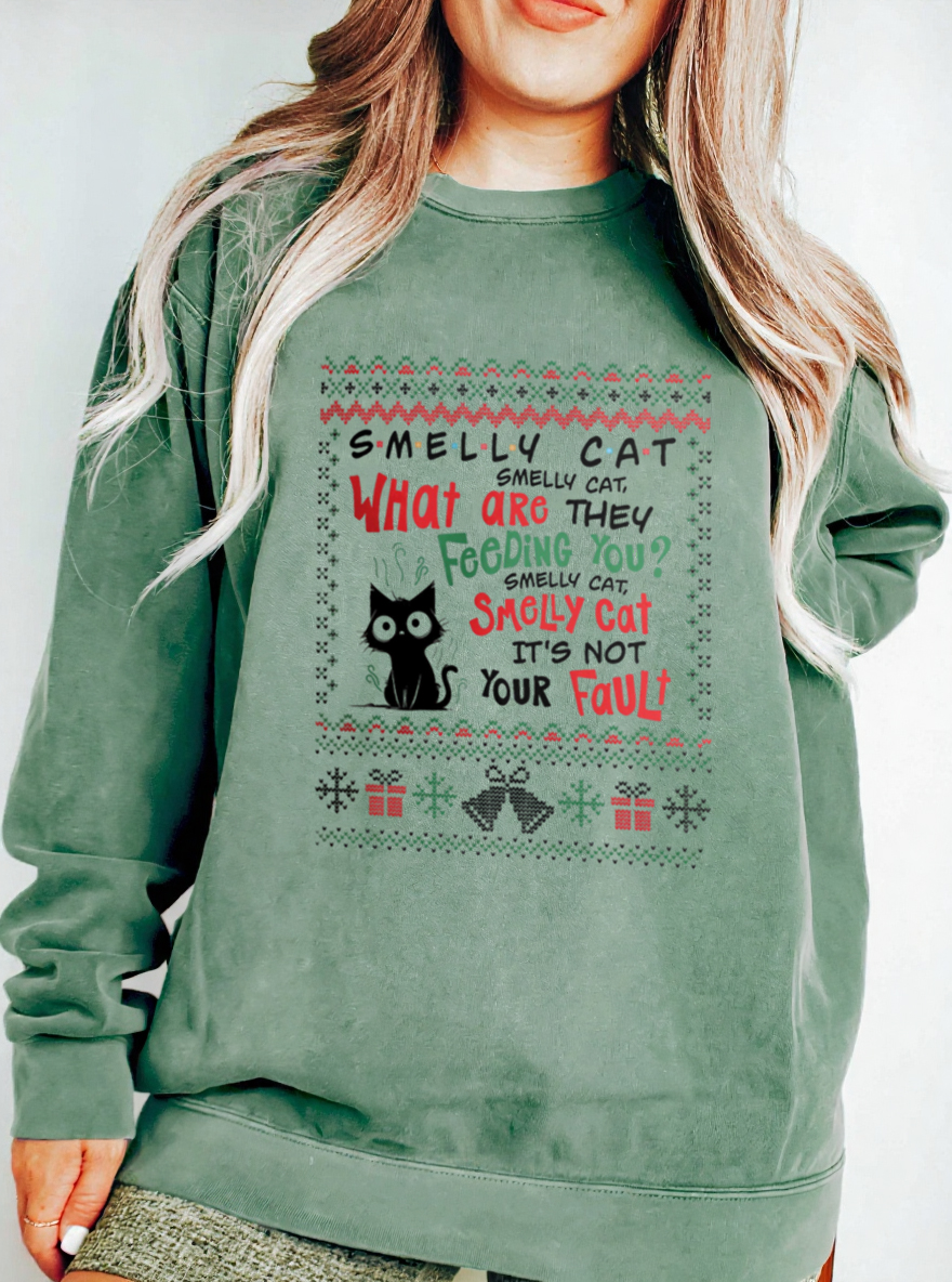 Vintage Smelly Cat Phoebe Song Oversize Graphic Sweatshirt