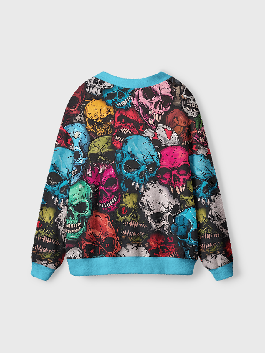 Vintage Graffiti Skull Pattern Cardigan Sweaters