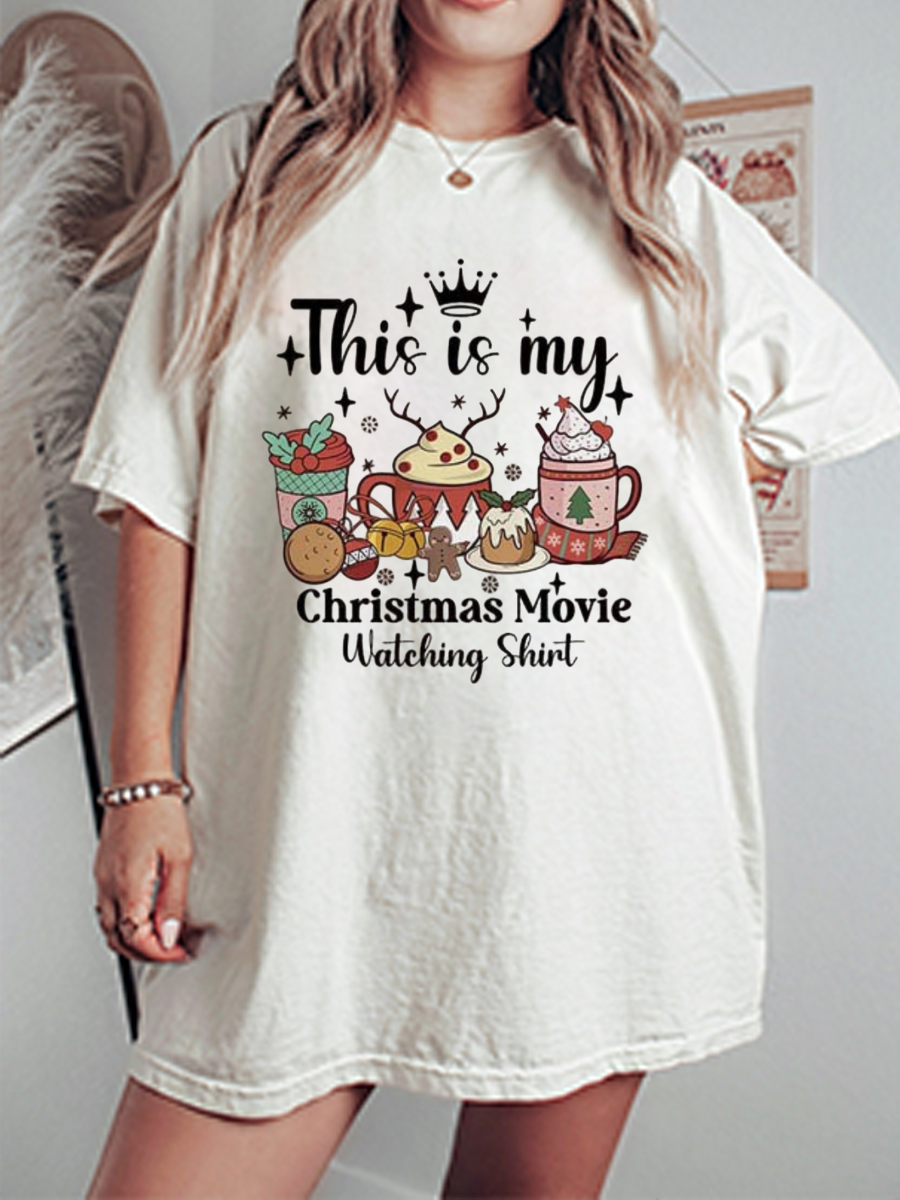 Vintage This Is My Christmas Movie Oversize Graphic Tee