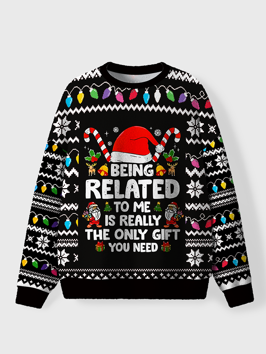 Vintage Being Related To Me Is Really The Only Gift You Need Oversize Graphic Tee Ugly Sweater