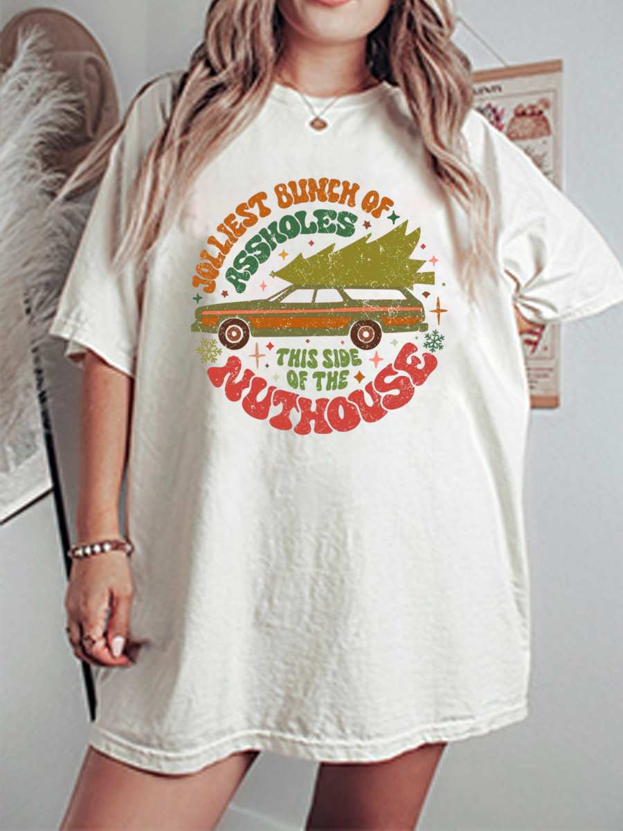 Vintage Jolliest Bunch Of Assholes This Side Of The Nuthouse Oversize Graphic Tee