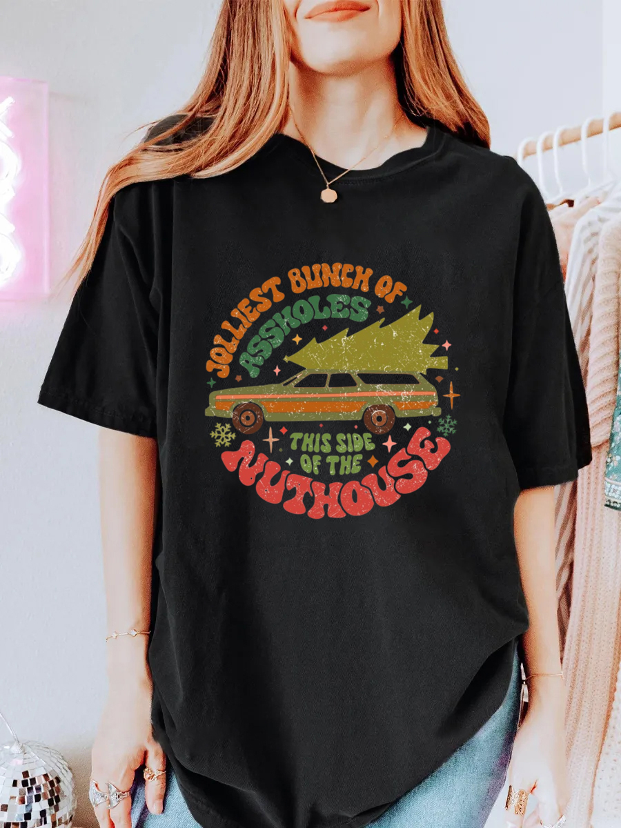 Vintage Jolliest Bunch Of Assholes This Side Of The Nuthouse Oversize Graphic Tee