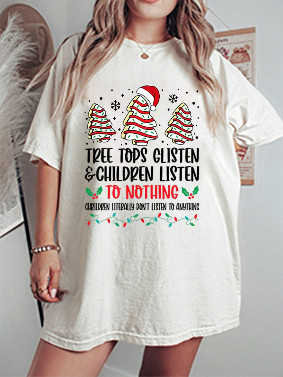 Vintage Tree Tops Glisten & Children Listen To Nothing Oversize Graphic Tee