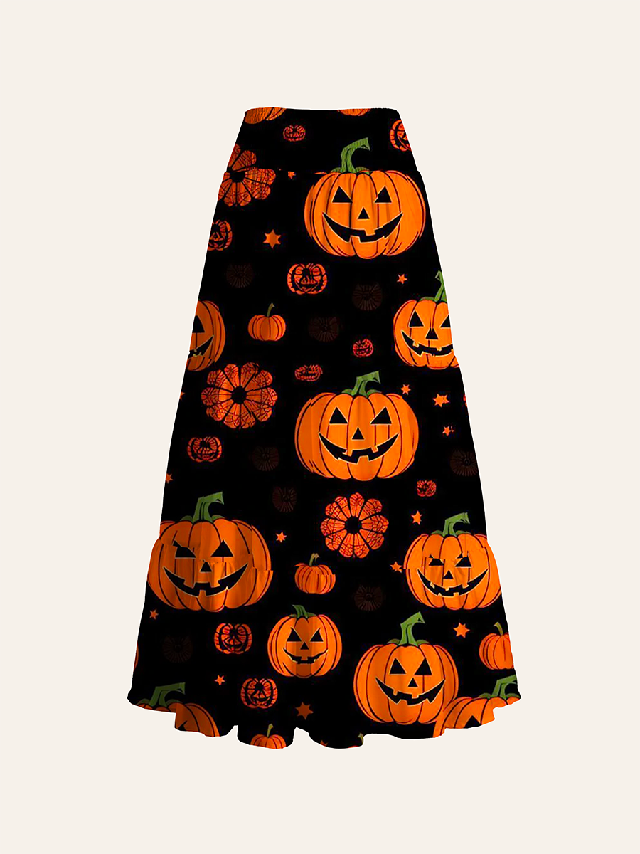 Classic Halloween Pumpkin Convertible Maxi Skirts