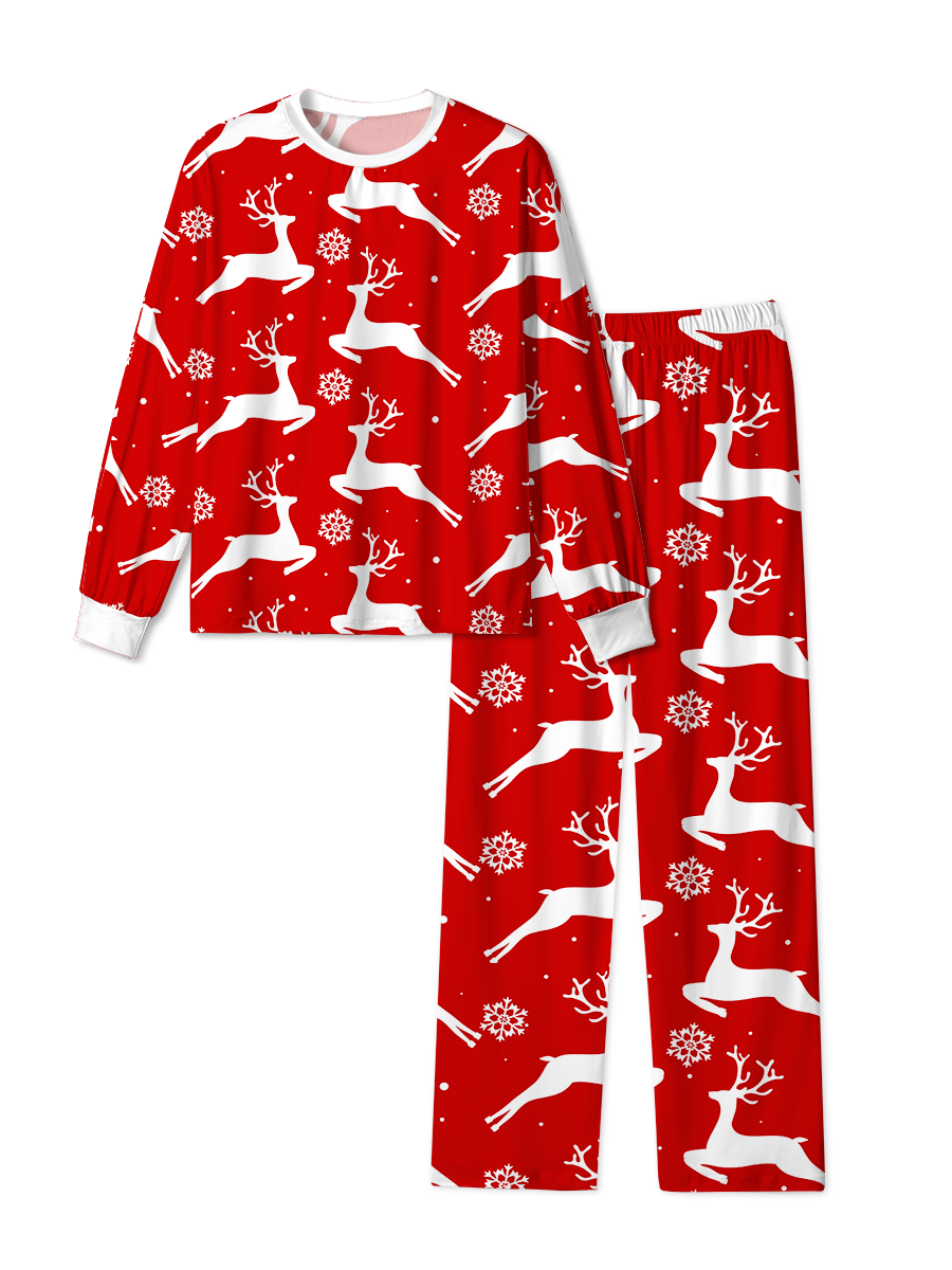Vintage Red Reindeer Snowflake Christmas Pajama