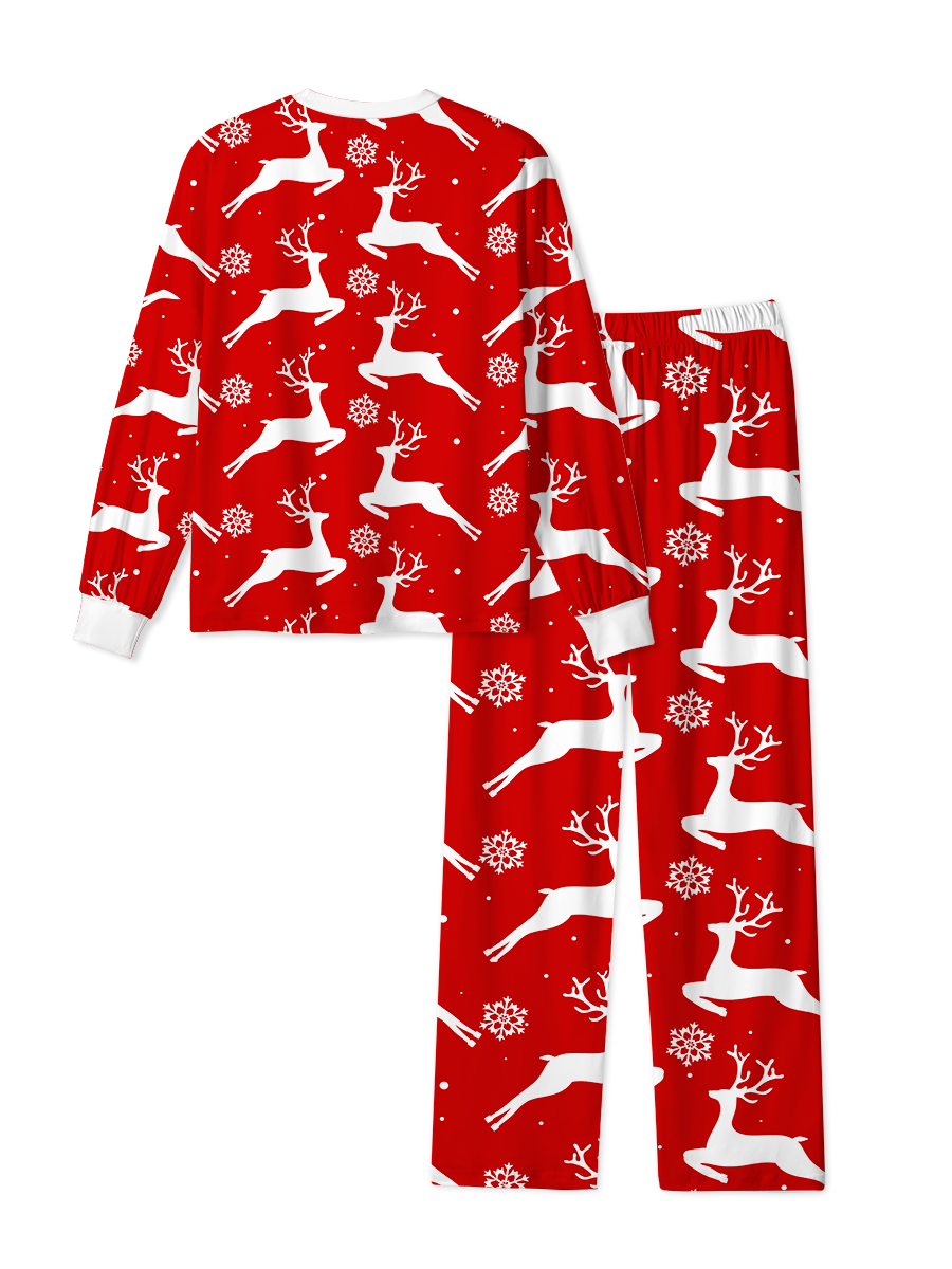 Vintage Red Reindeer Snowflake Christmas Pajama