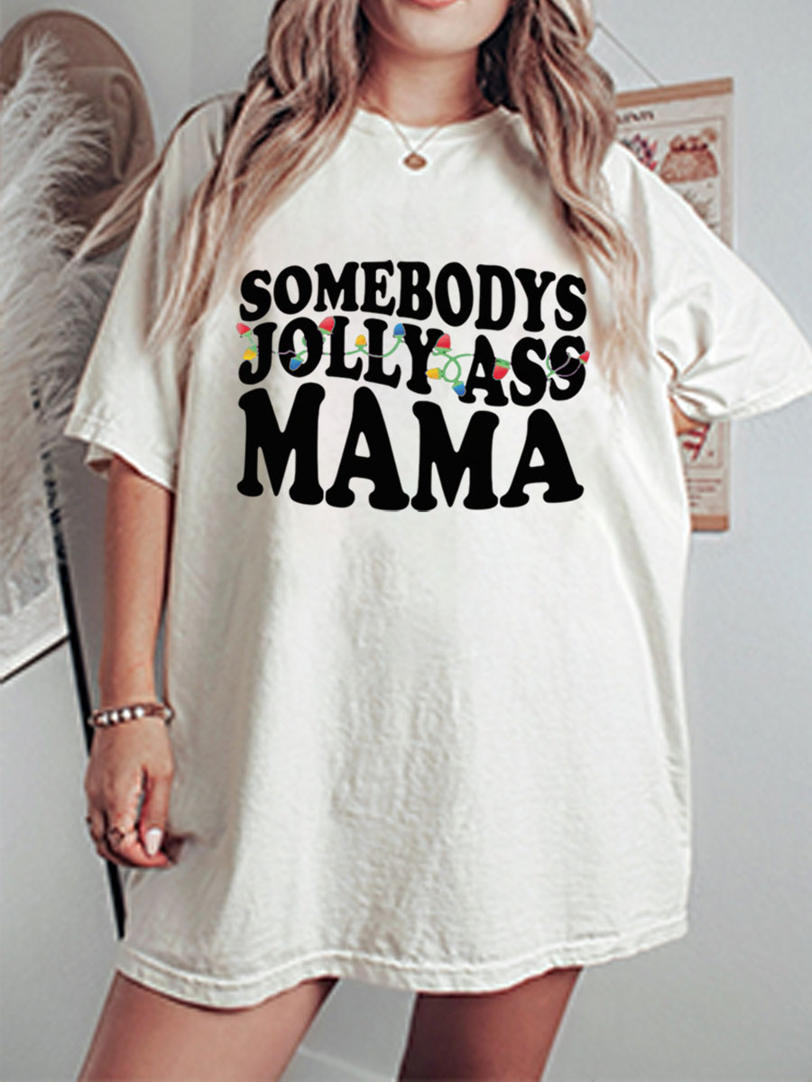 Vintage Somebody's Jolly Mama Oversize Graphic Tee