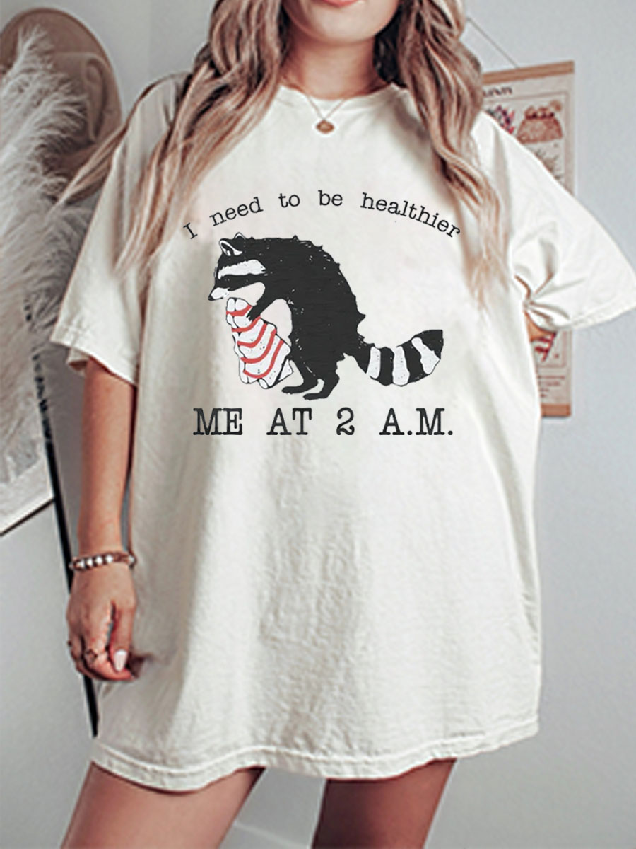 Vintage I Need To Be Healthier Me At 2 A.M Oversize Graphic Tee