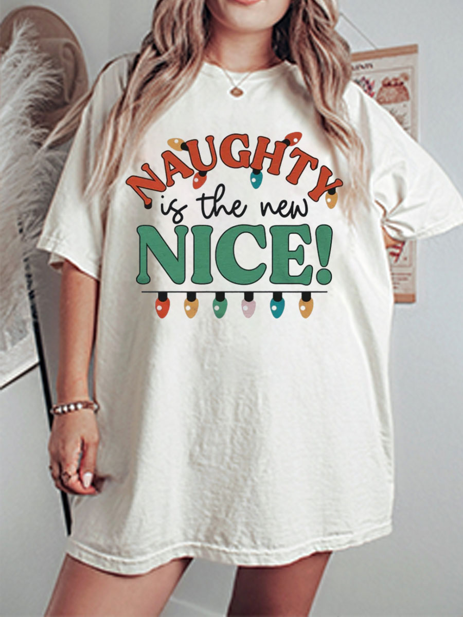 Vintage Naughty Is The New Nice Oversize Graphic Tee