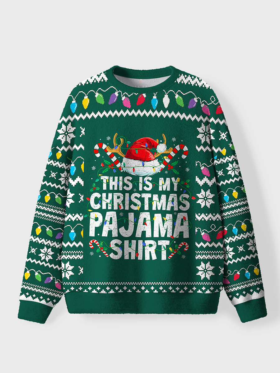 Vintage This Is My Christmas Pajama Oversize Graphic Tee Ugly Sweater