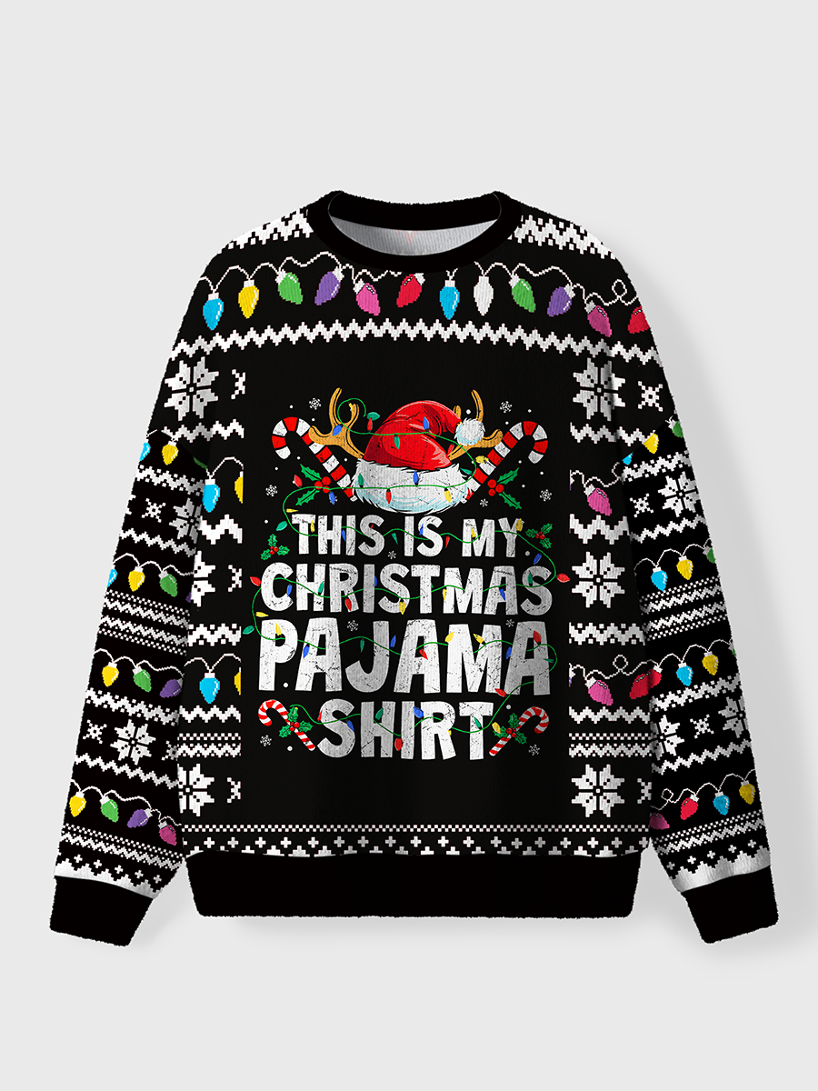 Vintage This Is My Christmas Pajama Oversize Graphic Tee Ugly Sweater