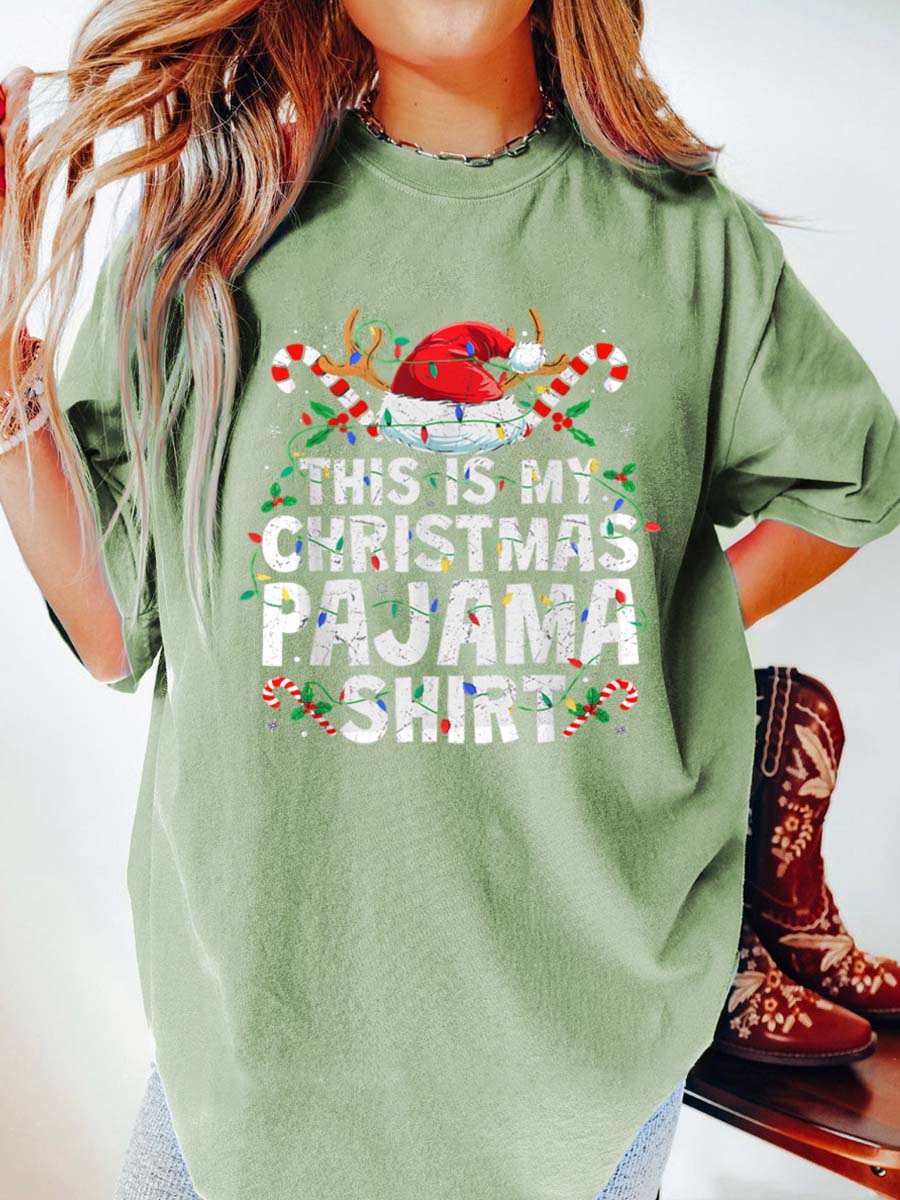 Vintage This Is My Christmas Pajama Oversize Graphic Tee