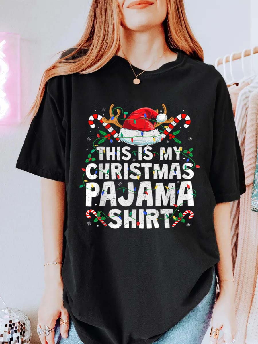 Vintage This Is My Christmas Pajama Oversize Graphic Tee