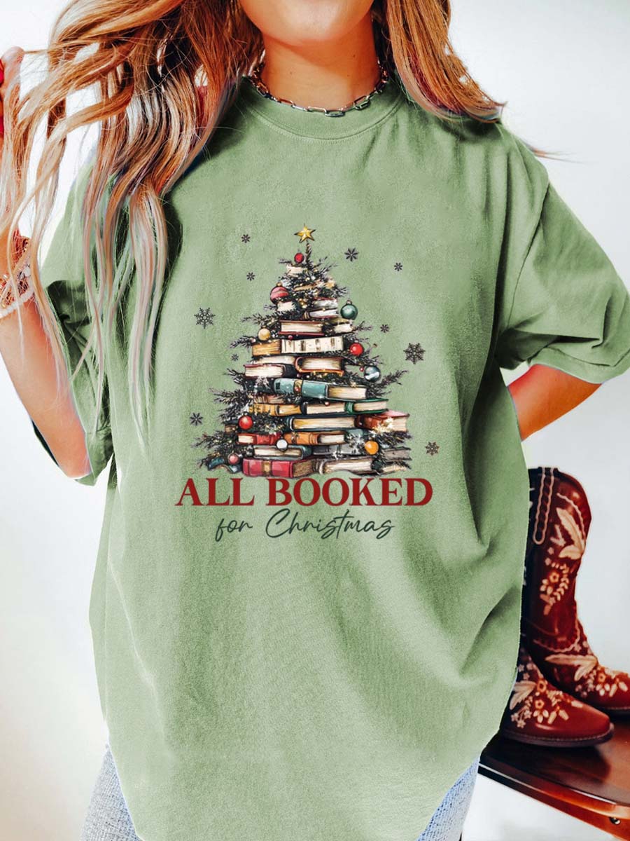 Vintage All Booked For Christmas Oversize Graphic Tee