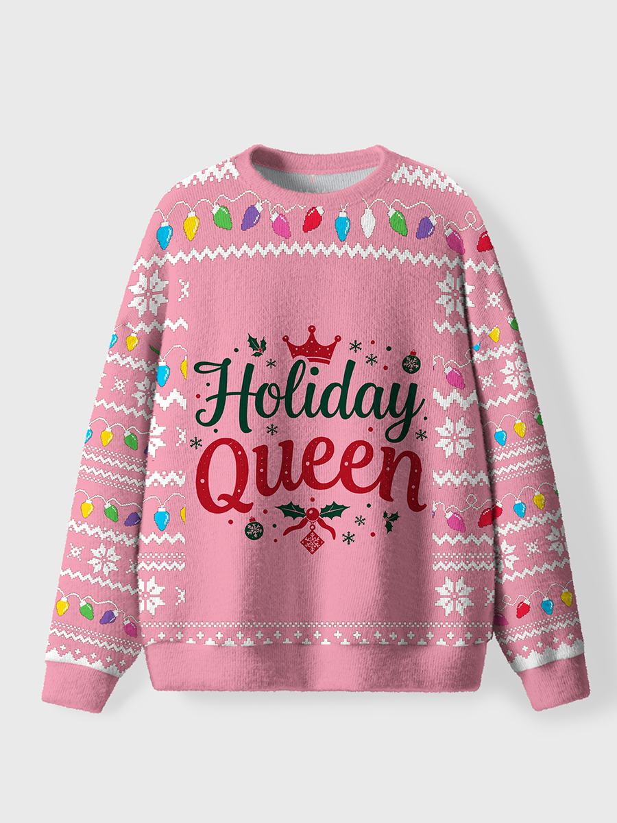 Vintage Holiday Queen Oversize Graphic Tee Ugly Sweater