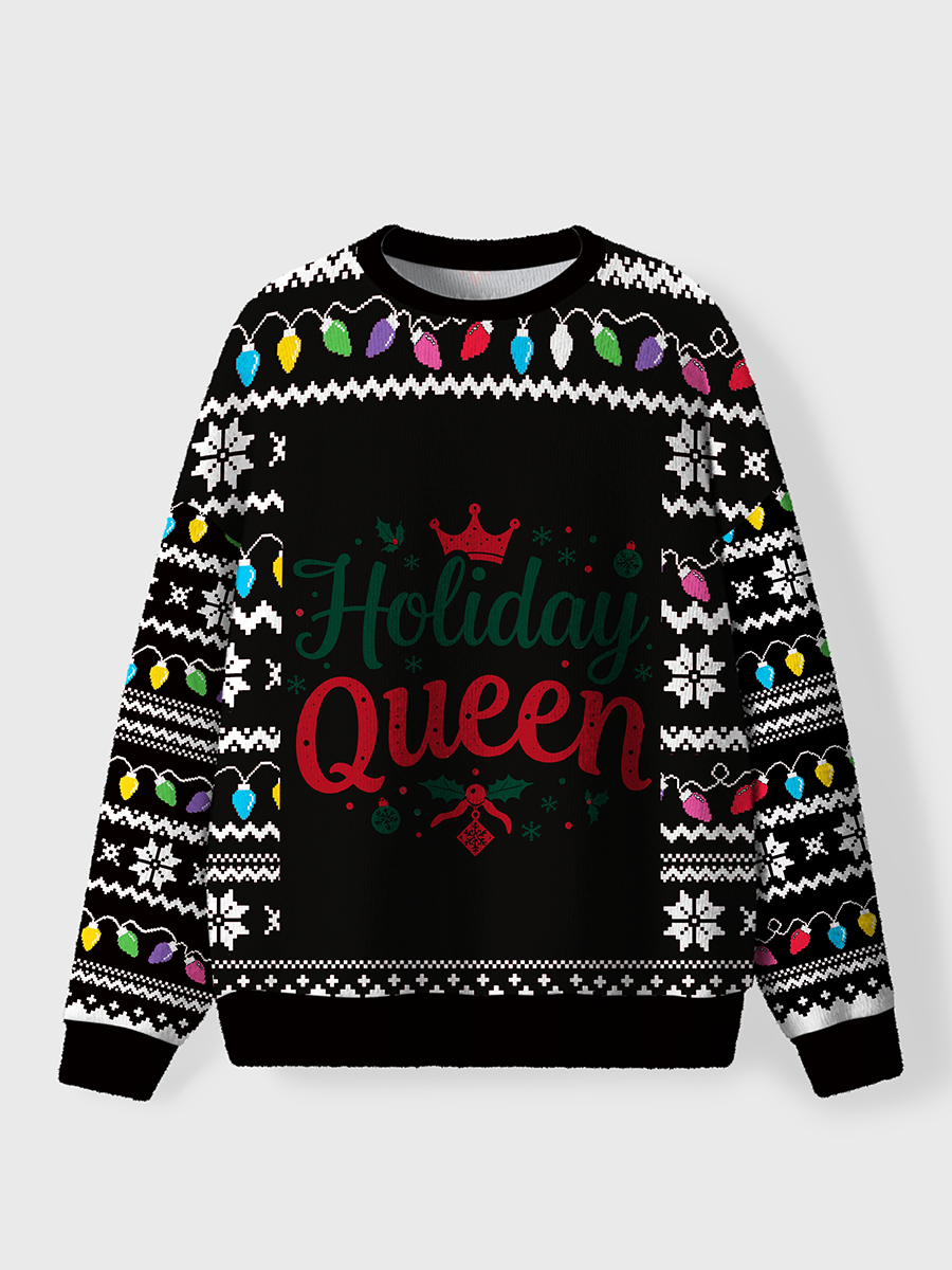 Vintage Holiday Queen Oversize Graphic Tee Ugly Sweater