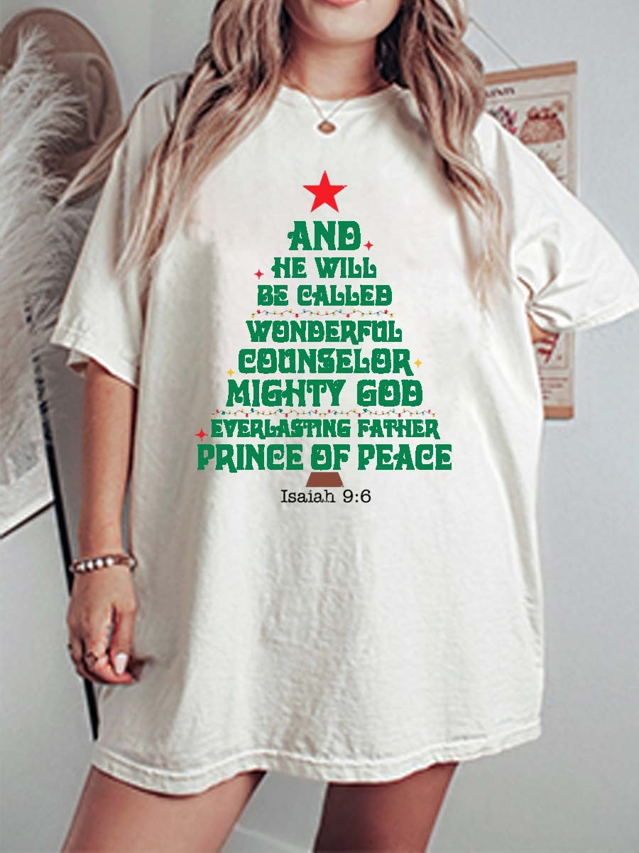 Vintage Names Of Jesus Christian Christmas Oversize Graphic Tee