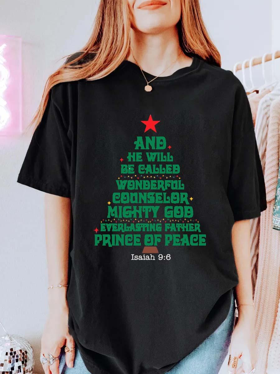 Vintage Names Of Jesus Christian Christmas Oversize Graphic Tee